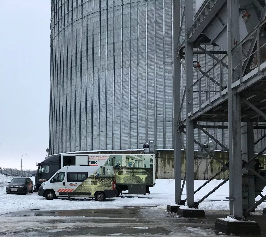 Укрепление фундамента и основания загруженного элеватора с частичным выравниванием